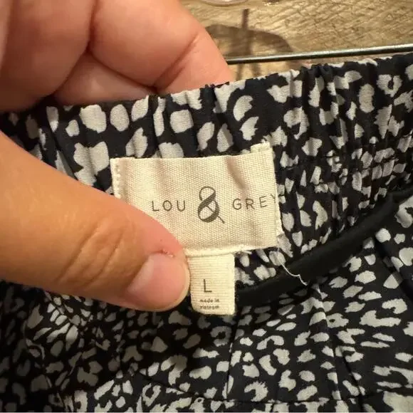 Lou & Grey Cheetah Print Wanderweave Zip Pocket Skort Skirt Black/White Size L - Picture 10 of 12